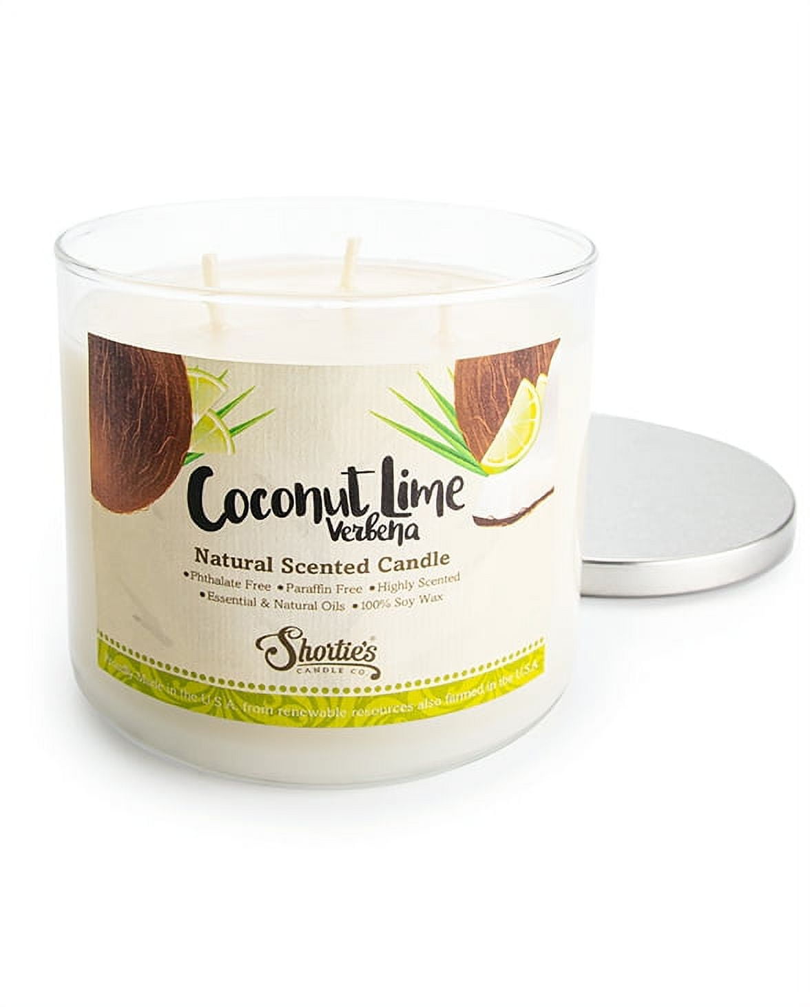 Coconut Lime Verbena White Soy 3 Wick Candle