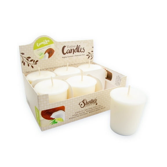 Coconut Lime Verbena Soy Votive Candles - Scented with Natural Fragrance Oils - 6 White Natural Votive Candle Refills - Fruit & Berry Collection