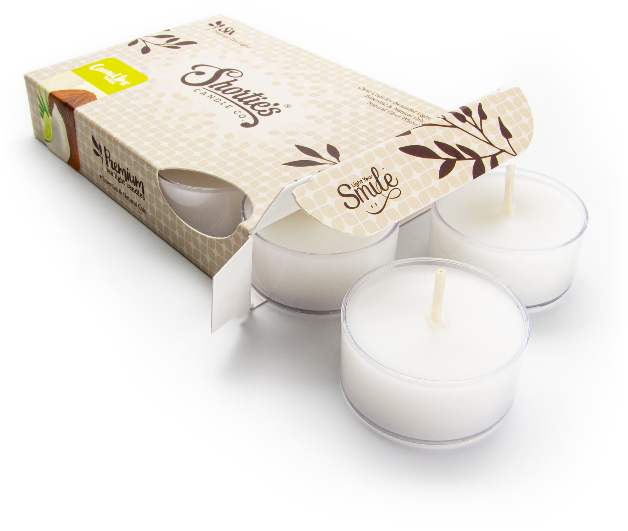 Coconut Lime Verbena Tealight Candles 6 White Premium Scented Tea