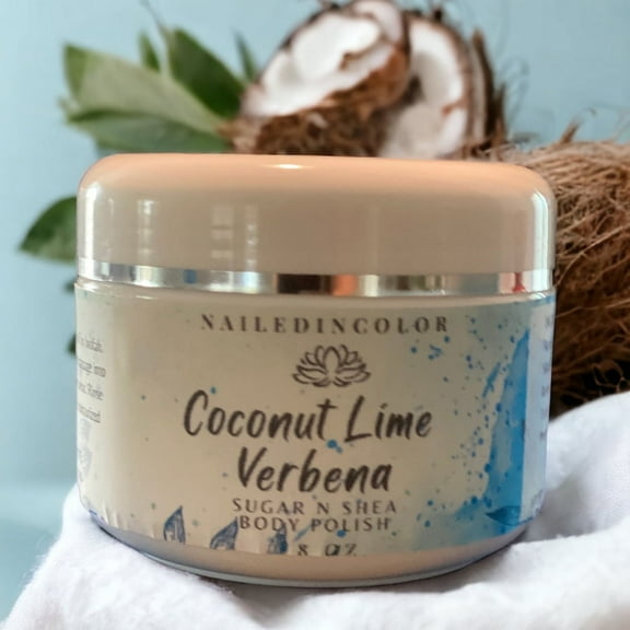 Coconut Lime Verbena by NailedInColor- Scented Sugar n Shea Shower Scrub-Women's Skin Care-Moisturizer-Exfoliation