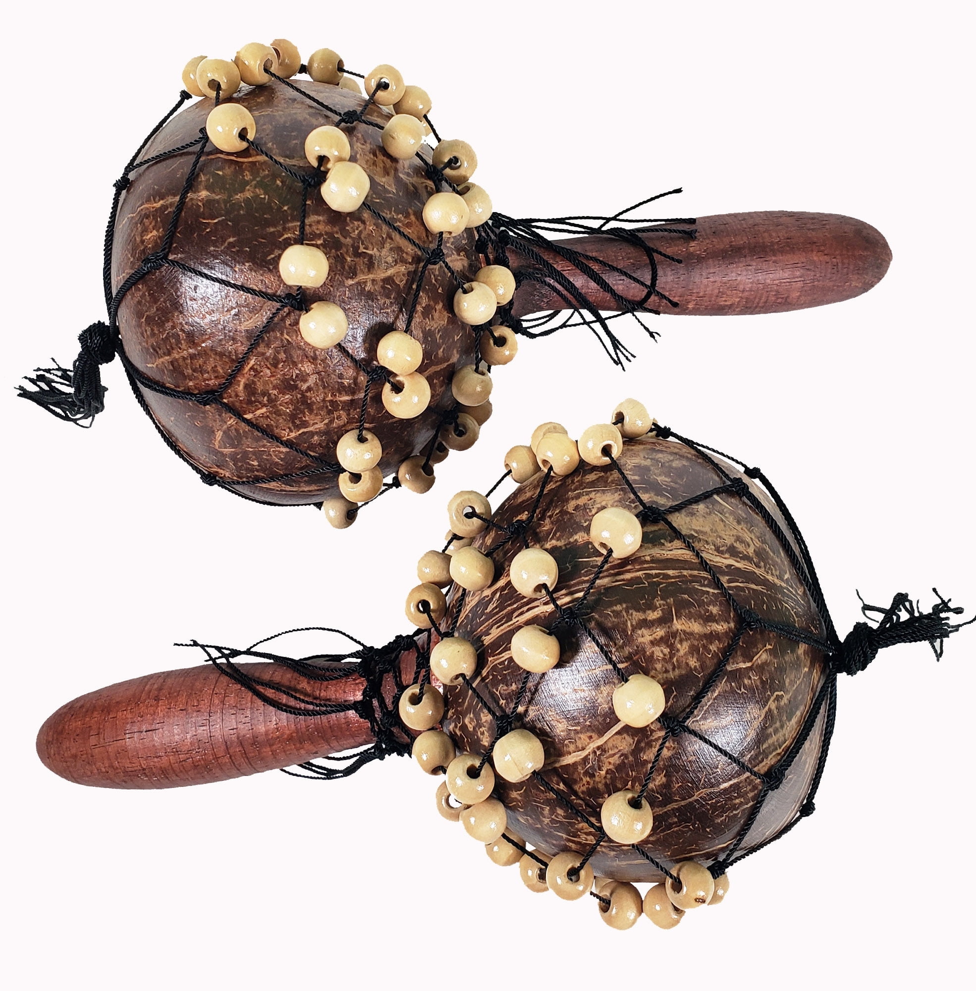 Coconut Maracas Shaker Rattles Hand Painted Percussion Instruments Set of 2