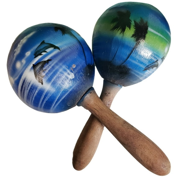 Coconut Maracas Shaker Rattles Hand Painted Percussion Instruments Set of 2
