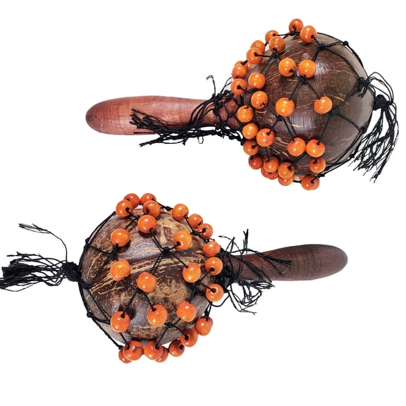 Coconut Maracas Shaker Rattles Hand Painted Percussion Instruments Set of 2