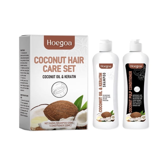 Coconut Milk Repair Shampoo and Conditioner Travel Set: Gently Cleanses, Moisturizes, and Softens Hair 240ml