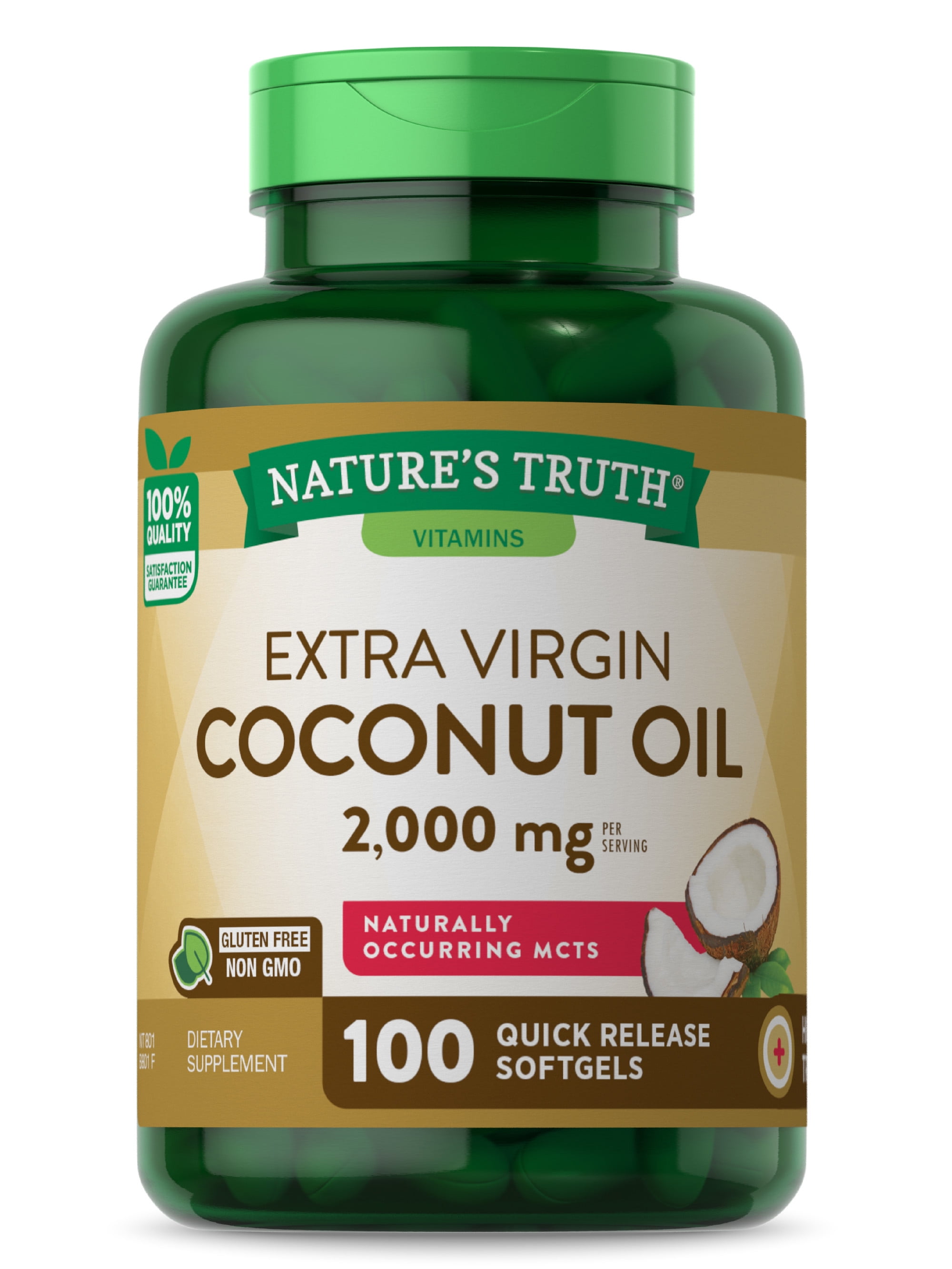 Nature's Truth 2000mg Coconut Oil Capsules 100 GlutenFree, NonGMO