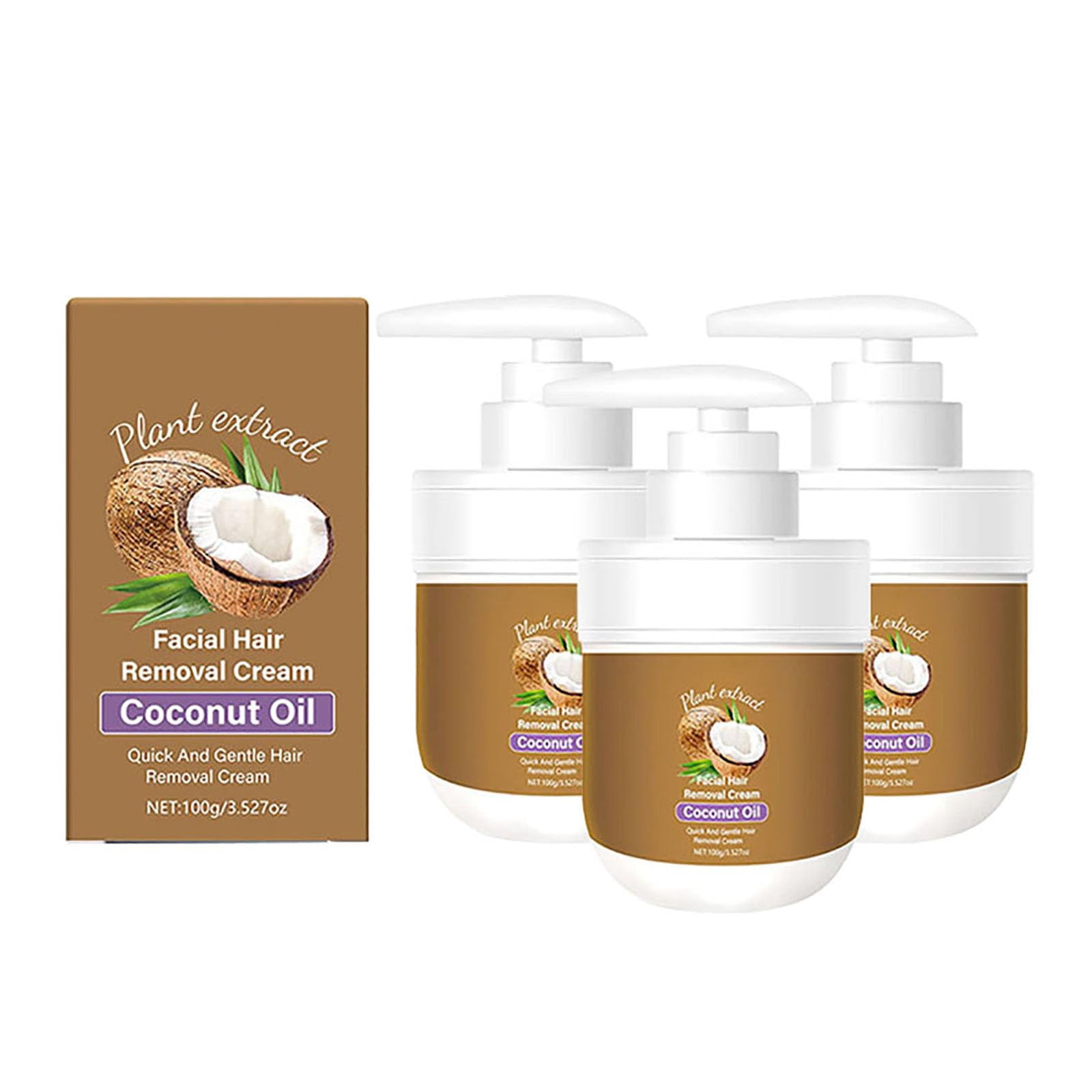 Coconut Oil Facial Hair Removal Cream for Women, Plant Extract Coconut ...