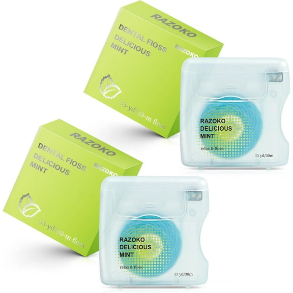 Coconut Oil Infused Woven Dental Floss, Vegan and Cruelty-Free, Mint Scent, 4 Month Supply(33 Yds x 2 Units)