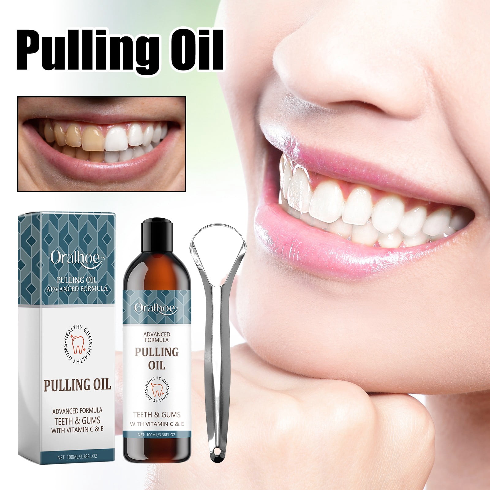 Coconut Oil Pulling, Fresh Breath & Whitening Mouthwash, Essential Oils & Vitamins for Healthy