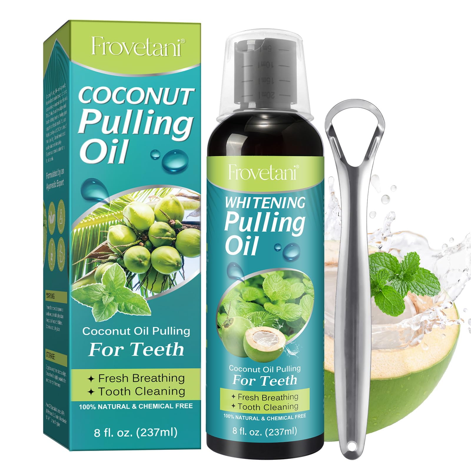 Coconut Oil Pulling for Teeth and Gums, Natural Mint Mouthwash with