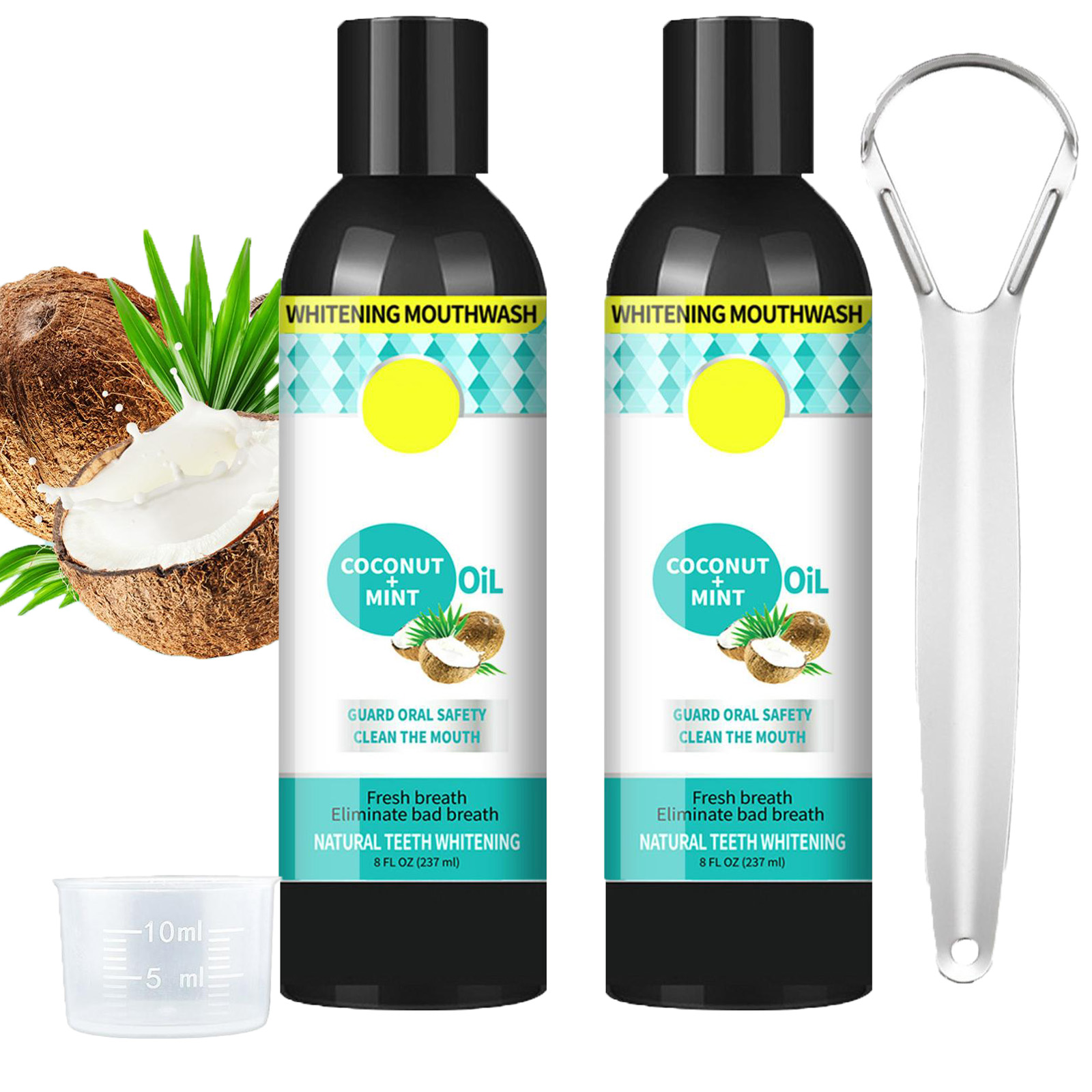 Coconut Oil Pulling for Teeth 2PC Organic Coconut Oil Pulling Mouthwash