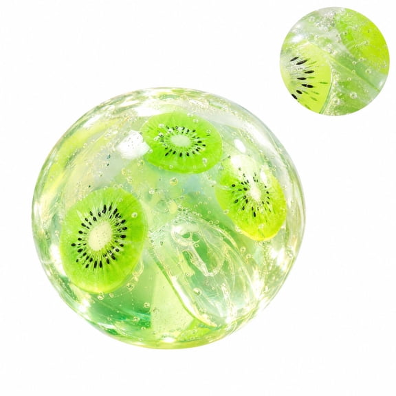 Coconut Oil Squishy, Slow Rising Stress Ball with Fruit Inside, Transparent Squeeze Fidget Toy, Novelty Hand Play Accessory, Decorative Tabletop Ornament for Daily Leisure