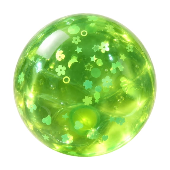 Coconut Oil Squishy with shiny flower and star sequins, Coconut Oil Slow Rising Squeeze Stress Ball Clear Jelly Bubblegum Texture Coconut Oil Squishy Toy,Green