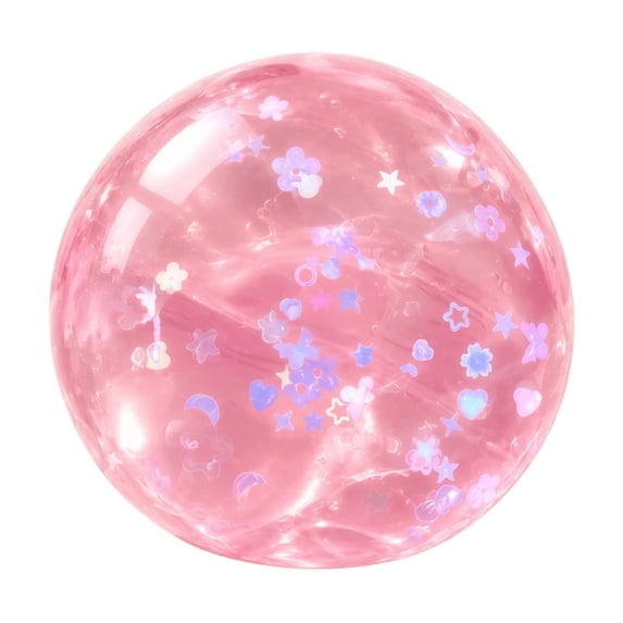 Coconut Oil Squishy with shiny flower and star sequins, Coconut Oil Slow Rising Squeeze Stress Ball Clear Jelly Bubblegum Texture Coconut Oil Squishy Toy,Pink