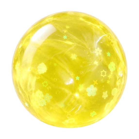 Coconut Oil Squishy with shiny flower and star sequins, Coconut Oil Slow Rising Squeeze Stress Ball Clear Jelly Bubblegum Texture Coconut Oil Squishy Toy,Yellow