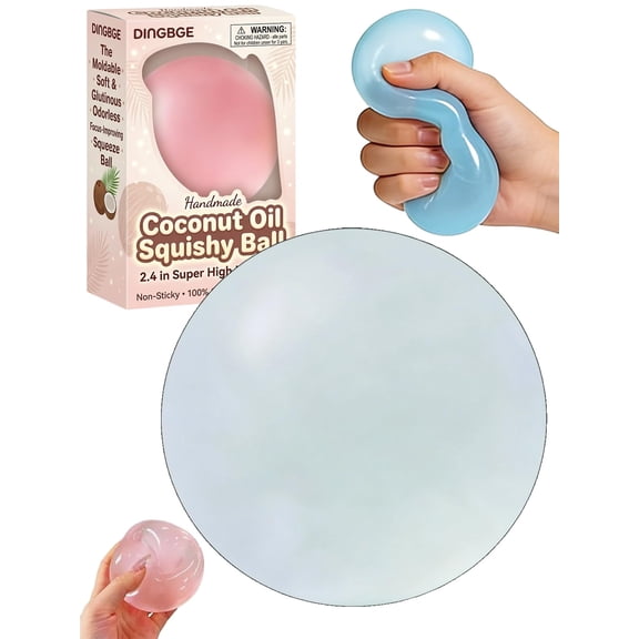Coconut Oil Stress Ball Crunchy Oil Squishy Crunchy Squishy Moldable Sand Stressball Fidget Squishies Handmade Relief Balls Slow Rising No Air Soft Squeeze Focus Sensory Reusable