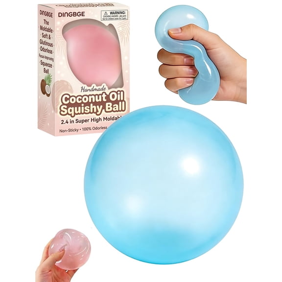 Coconut Oil Stress Ball Crunchy Oil Squishy Crunchy Squishy Moldable Sand Stressball Fidget Squishies Handmade Relief Balls Slow Rising No Air Soft Squeeze Focus Sensory Reusable