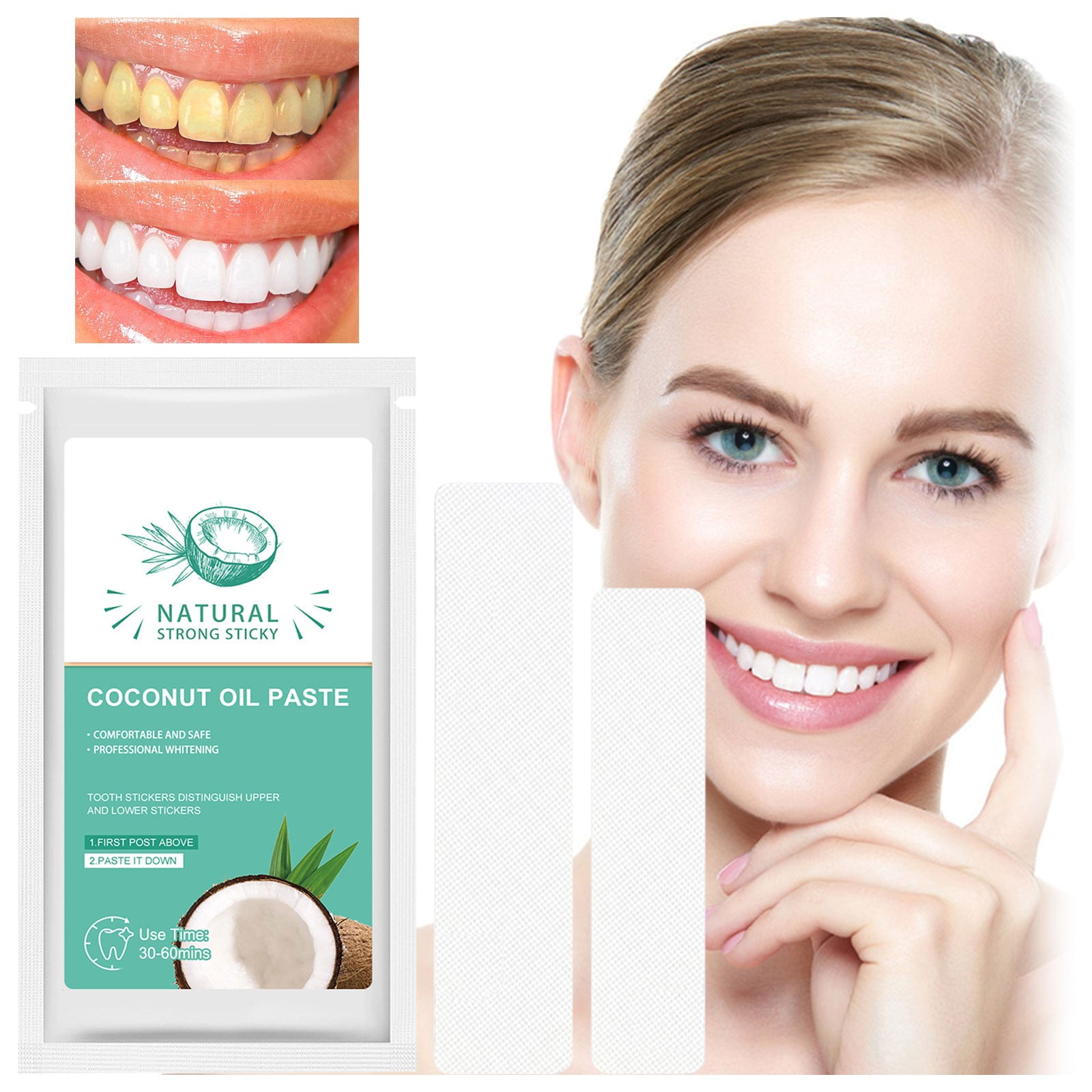 Coconut Oil Teeth Strips Clean Yellow Teeth Stain Whiting Pens for