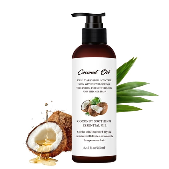 Coconut Oil for Hair, Face & Body 250ml, Natural Organic Coconut Oil Moisturizing & Soothing Liquid for Skin Care, Body Oil & Hair Treatment