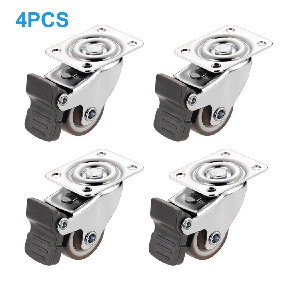 Casoter 1.5" L-Shaped Plate Caster Set - 4 Pack With 2 Swivel & 2 Brake Wheels, 156 Lb Capacity