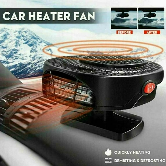 1set 12V 500W Car Auto Heater Cooler Dryer Fan 16 * 7cm Portable Heating Defroster Demister With Three Air Outlets For All Cars