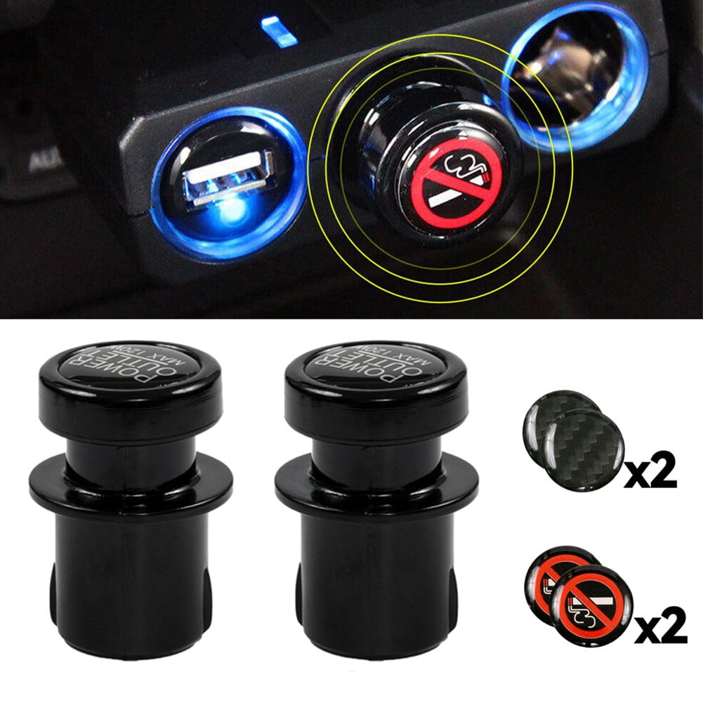 no smoking cigarette lighter plug Coconut Ok 2Pcs Car Cigare Lighter Plug Outlet Cover Cap Socket 21Mm  Universal Power No Smoking Stickers Black Blank Stickers Prevent Dust