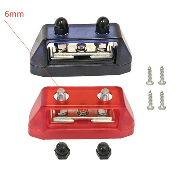 Coconut Ok 2Pcs Dual Stud Bus Bar 12-48V Power Distribution Block Holder for Car Boat,6Mm