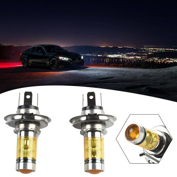 Coconut Ok 2Pcs H4 6000K Yellow 100W Car Led Headlight Light Fog Lamp Bulbs Exterior Automotive Light Accessories