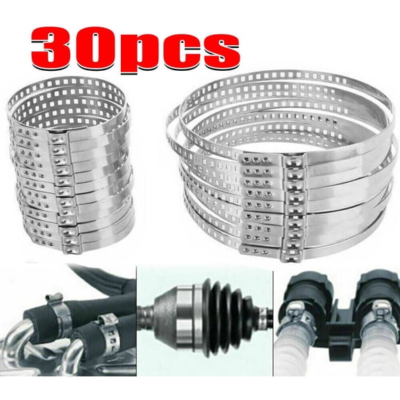 Coconut Ok 30Pcs Universal Cv Boot Clips Kit Stainless Steel Cv Joint Crimp Clamps for Repairing and Securing Cv Boots 20Mm-120Mm Adjusted