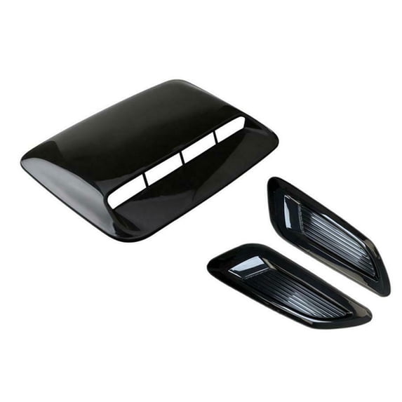 Coconut Ok 3Pcs Glossy Black Car Center&Side Air Flow intake Hood Scoop Vent Bonnet Decorative Cover Fit for All Automobiles Exterior Parts