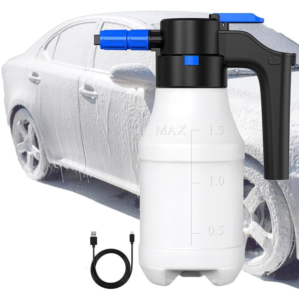 Coconut Ok Electric Car Foam Sprayer with Usb Rechargeable Battery 1 5 Liters Car Wash Foam Pump for Easy Vehicle Cleaning
