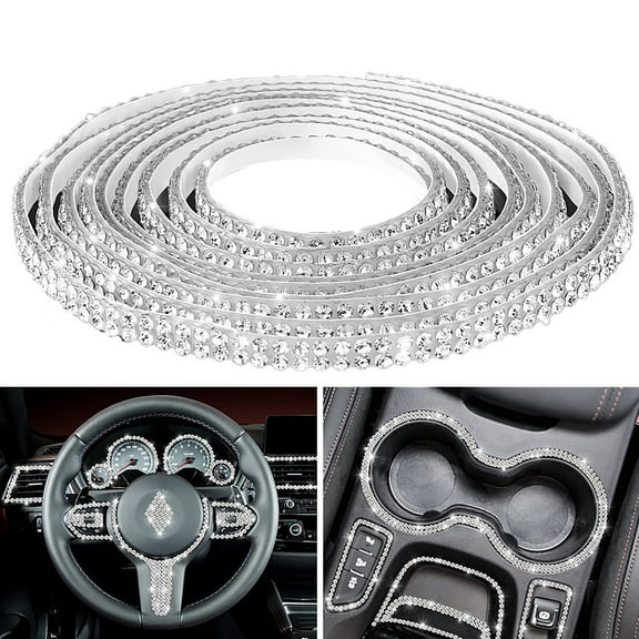 Coconut Ok New Practical Durable Rhinestones Crystal Sticker Diamond Ribbon Elastic Flexible 1 Roll 1Yard Car Accessories,White