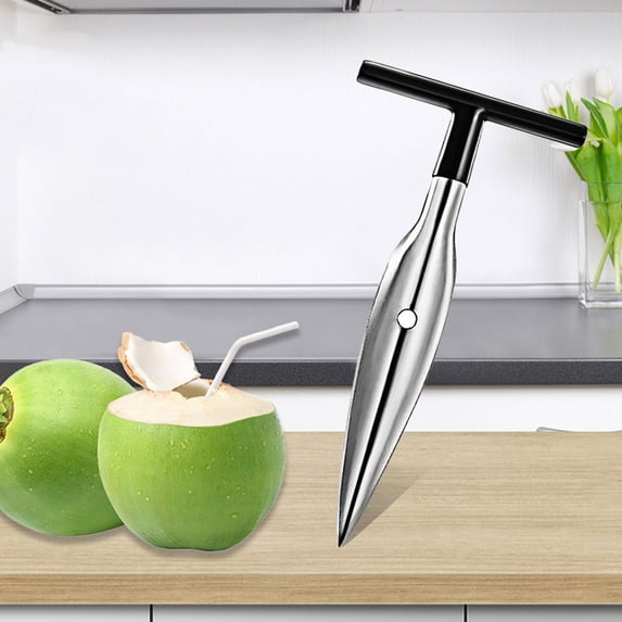Coconut Opener Drill Tool, Stainless Steel Fruit for Young Coconuts, Easy Press and Rotate Kitchen Gadget with Hygienic Rust-proof Design, Topliu