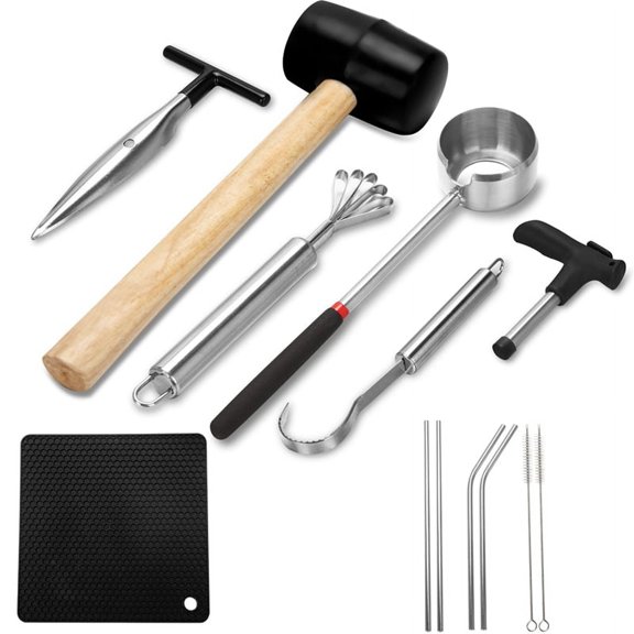 Coconut Opener Tool Set,Safe Easy to Open Young Coconut Tool,  Food Grade Stainless Steel CocoNut Opener Kit