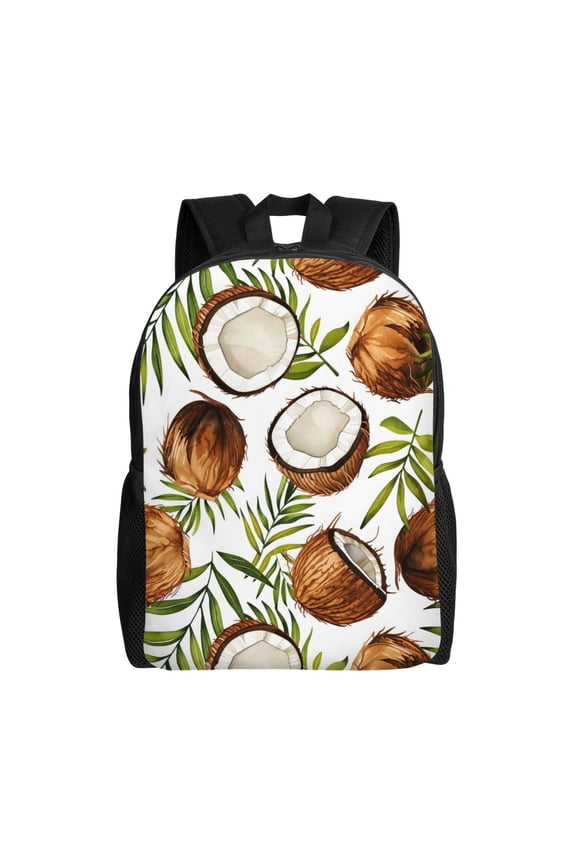 Coconut Palm Leaf Backpack Full Front Print Travel Laptop Bag for Men and Women