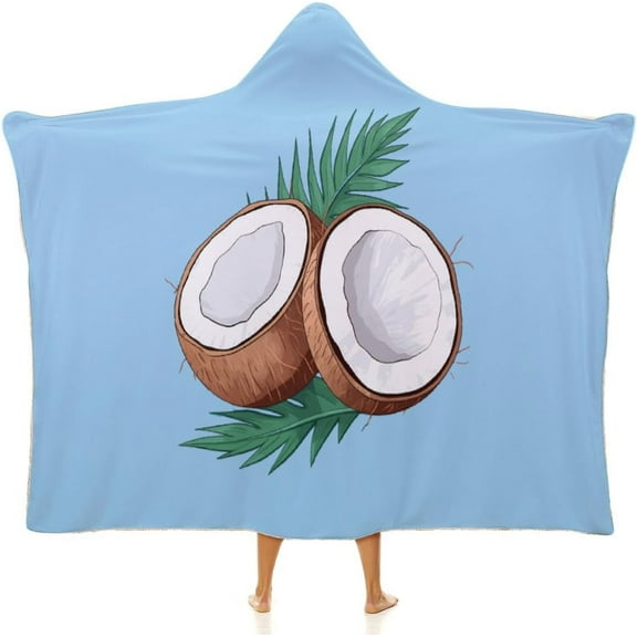 Coconut Palm Leaves Wearable Hooded Blanket Warm Cozy Blanket Oversized Throw Cape for Bed Sofa