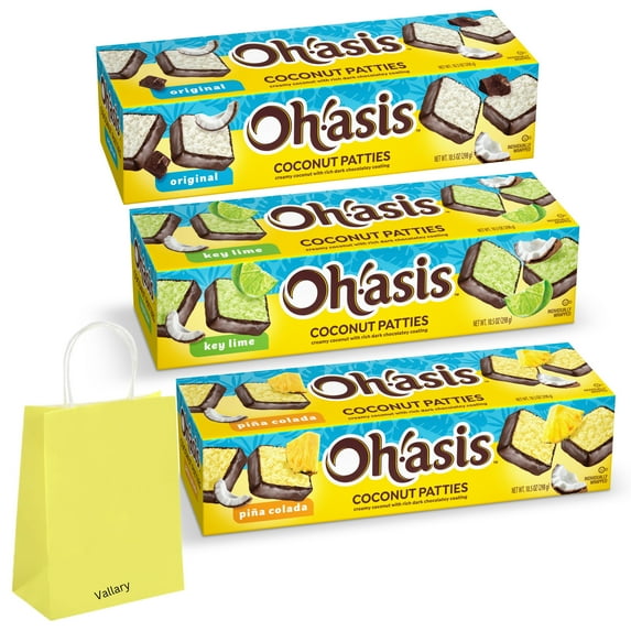 Coconut Patties, Chocolate, Anastasia Coconut Patties Original, key Lime Patties and Pina Colada Patties, Great Gift For Any Occasion, Buddle with Yellow Gift Bag (4 Items) 10.5oz, Variety pack