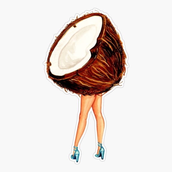 Coconut Pin-Up Er, Phone Decal Water Bottle Stickers Car Decals, Funny Birthday Gift
