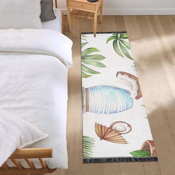 Coconut Pineapple Tree Leaf Runner Area Rug 2x6 Soft Non-Slip Washable Bedside Carpet for Hallway Bedroom Living Room Home Decor