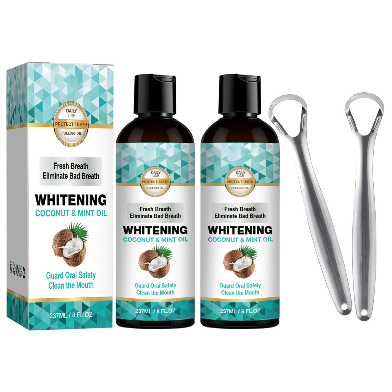 Coconut Pulling Oil for Teeth, Mint Oil Pulling Mouthwash with Tongue