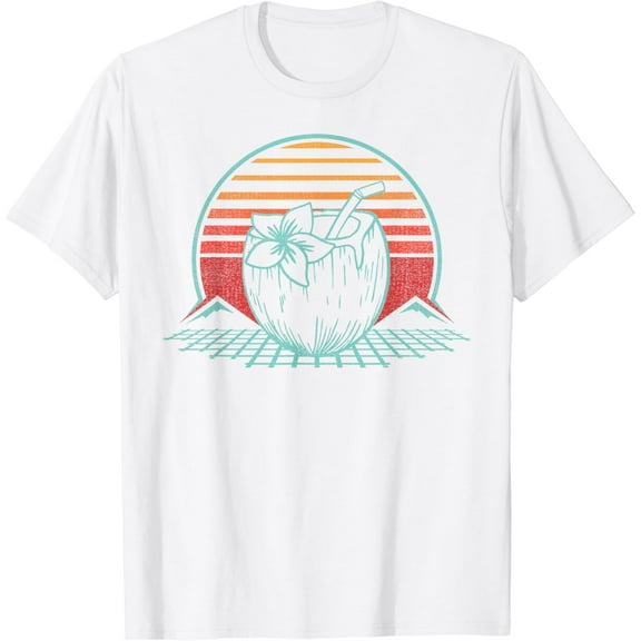 Coconut Retro Vintage 80s Style T-Shirt100% pure cotton white short-sleeved T-shirts for men and women