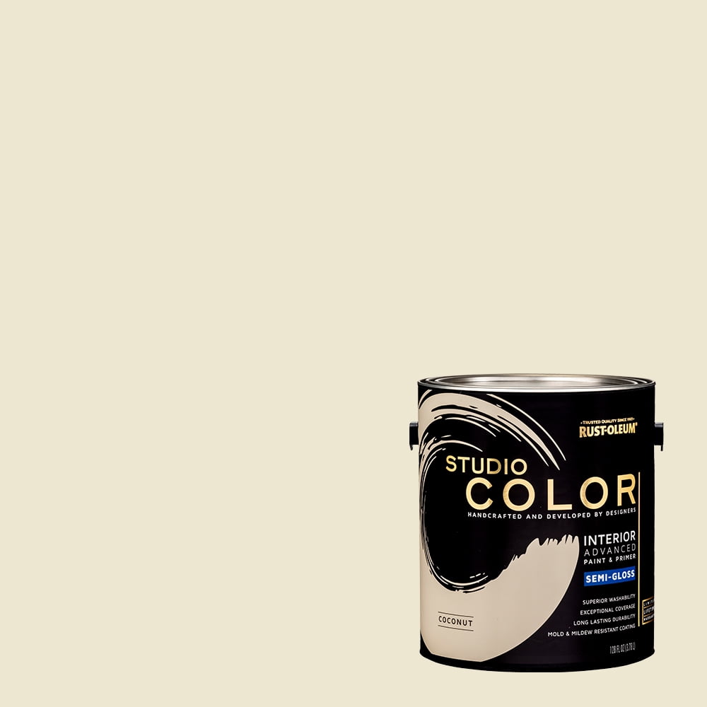 Coconut, Rust-Oleum Studio Color Interior Paint + Primer, Semi-Gloss Finish, 2-Pack
