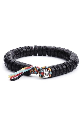 Coconut Shell Beads Bracelet with Engraved Mantra