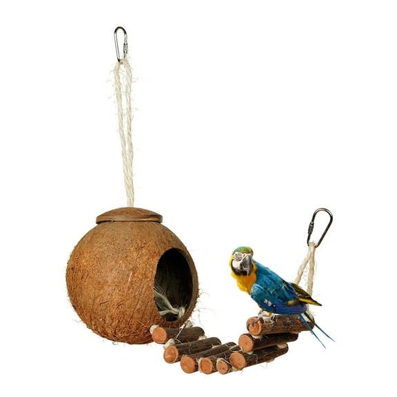 Coconut Shell Bird House Parakeet Lovebirds Canary Hollow Hideaway Toys