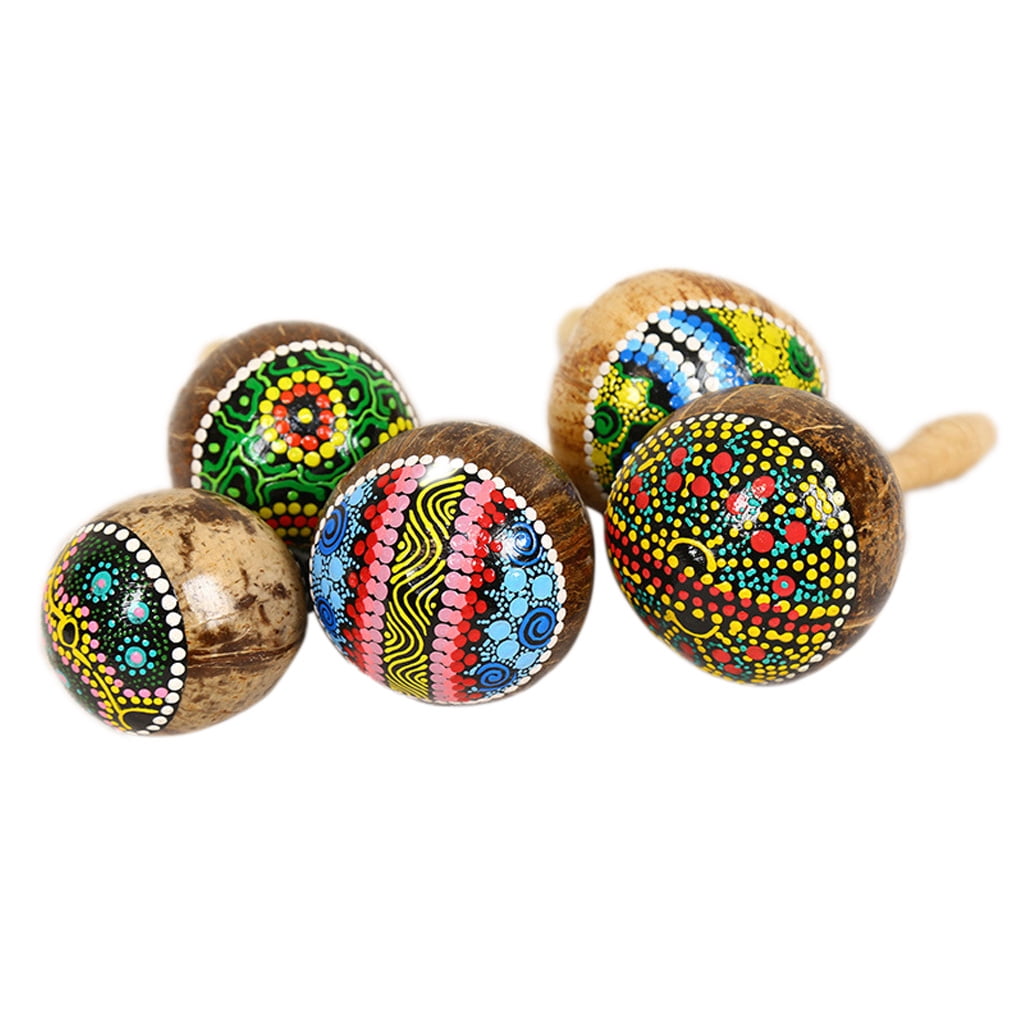 Coconut Rattle Shells Coconut Shell Sand Hammer Shaker Hand Rattle Percussion Musical ...