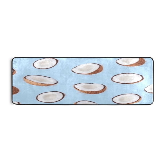 Coconut Slices 72x24" Runner Rug, Non-Slip Memory Foam Cushion, Anti-Crease for Hallways and Bedrooms