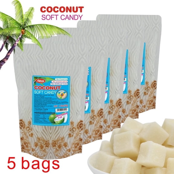 Coconut Snacks Candy Soft, Chewy Gummy Variety Pack with Coconut  flavor, Fruity Candy Jelly Resealable 1.76oz Per Bag(5 Bags)Perfect Treat for Halloween Parties,Christmas Candy,Sprinkles,Gift Bags