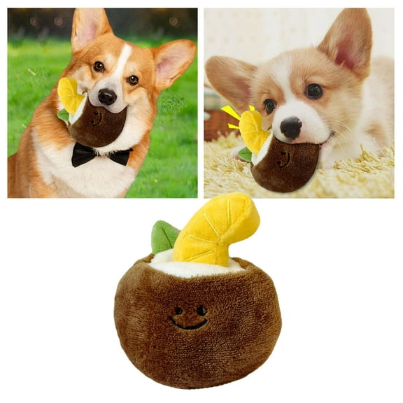 Coconut Snuffle Toy Interactive Slow Feeder Squeaky Dog Chew Toy with Crinkle Sound for Training Play