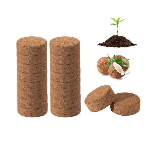 Coconut Soil,QZS Dueable Compressed Coconut Coir Pellets Potting Soil Pods for Seedling,1.2x0.4In Seed Starters Coir Fiber for Vegetables,20Pack