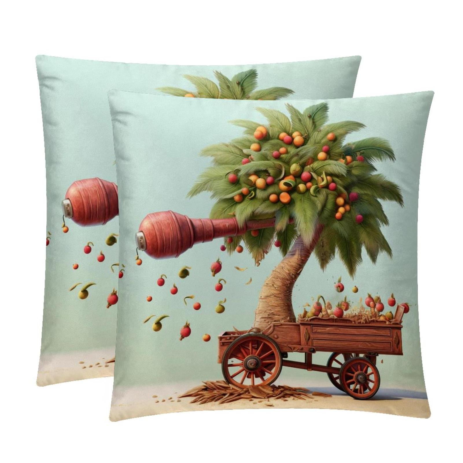 Coconut Tree 2Pack Velvet Pillow Inserts with Unique Patterns Chair