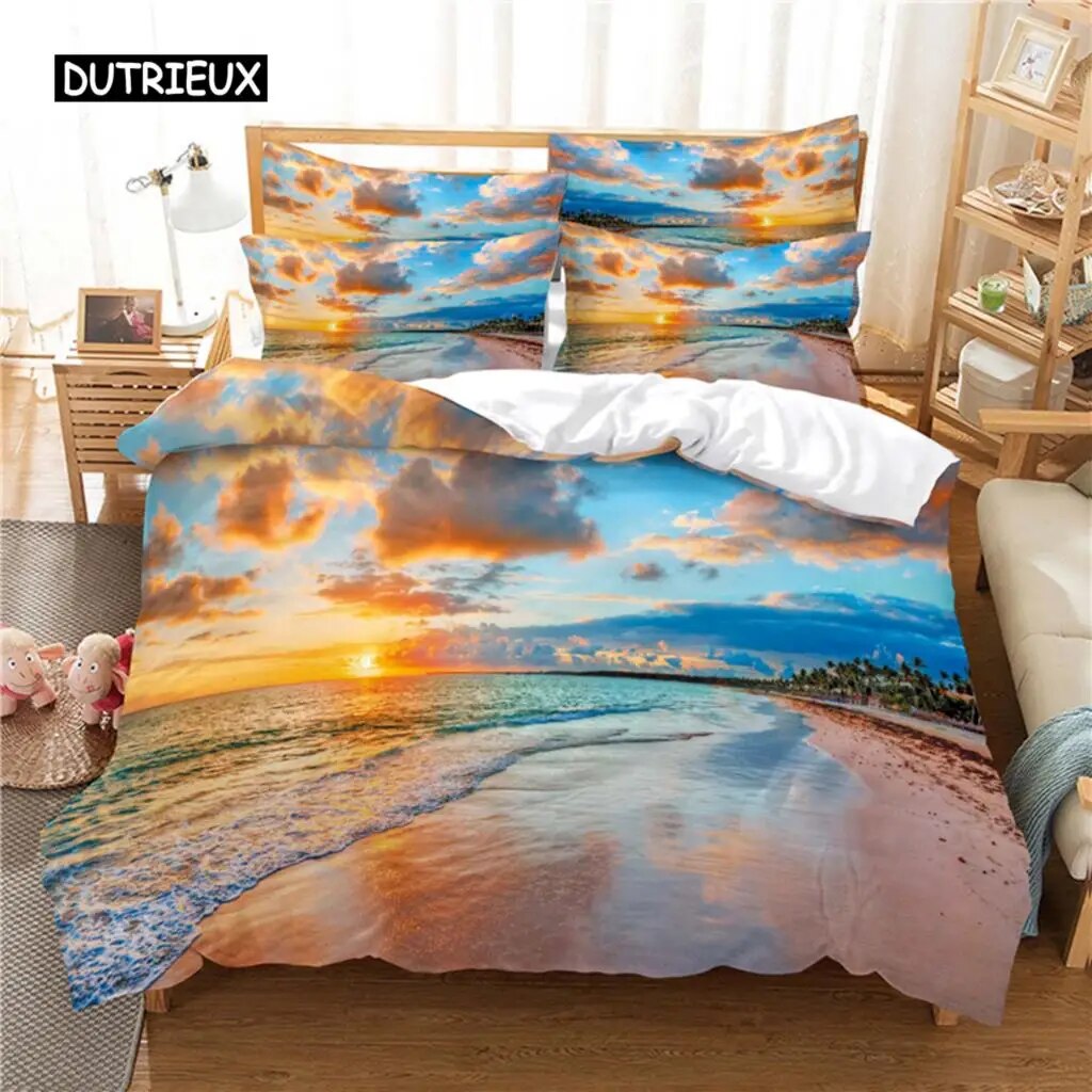 Coconut Tree Beach Bedding Set Duvet Cover Set 3d Bedding Digital